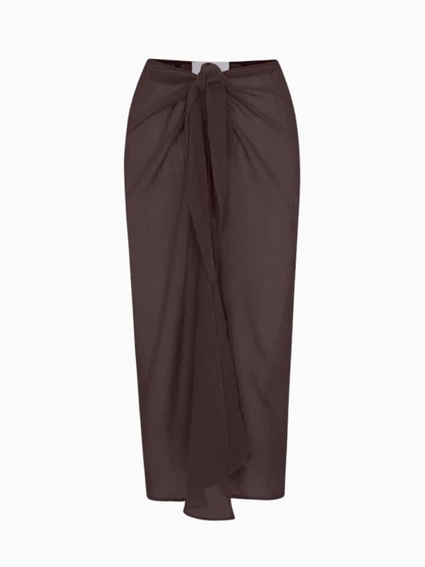 Wrap Midi Bamboo Gauze Skirt Cover Up in Espresso product image