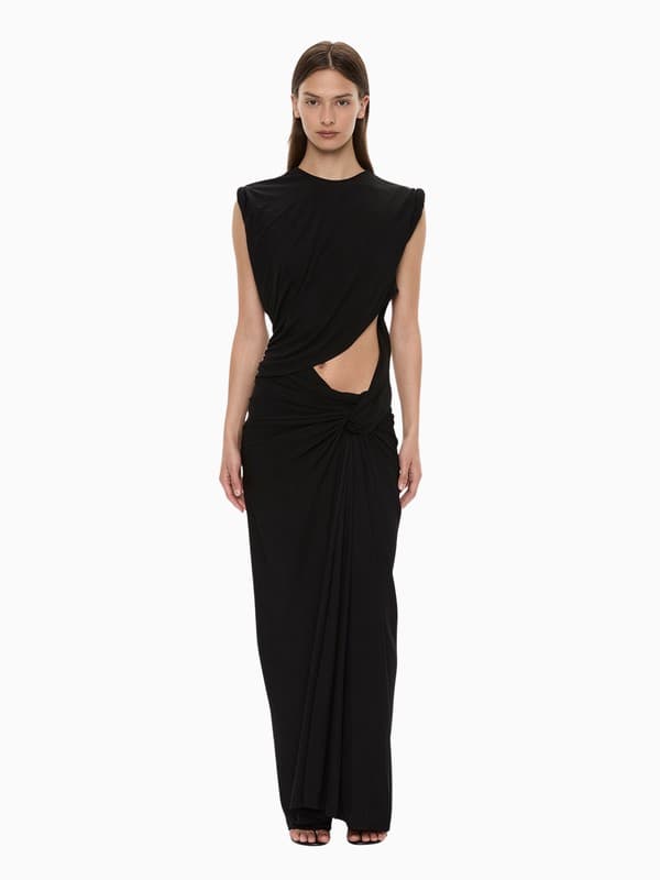 Twisted Lever Rolled Up Tee Dress in Black product image