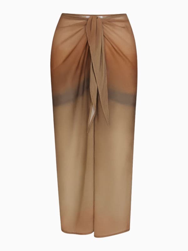 Wrap Midi Pareo Skirt in Sheer Ombré Eco-Chiffon product image