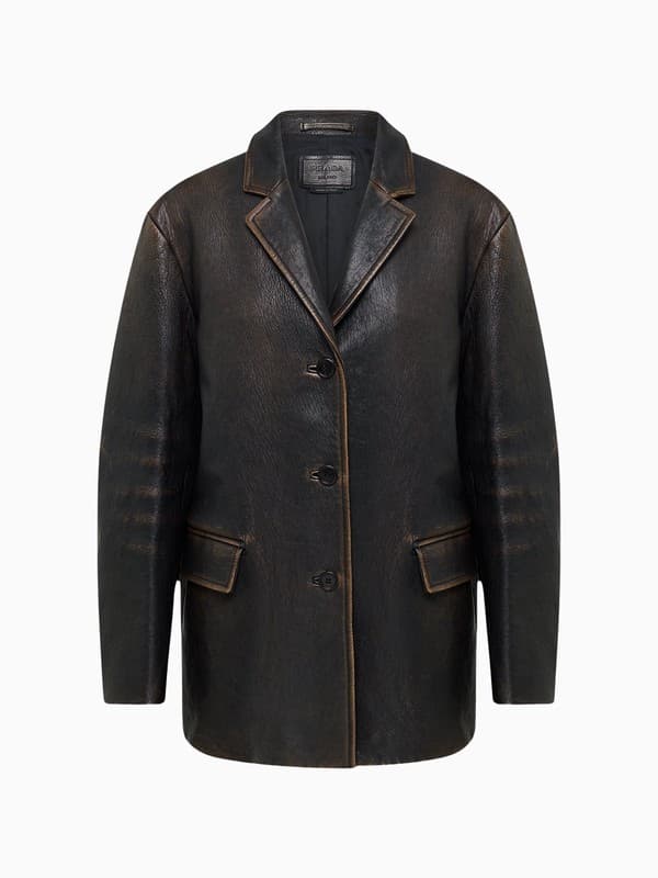 Spring 2022 Prada Runway Distressed Leather Jacket product image