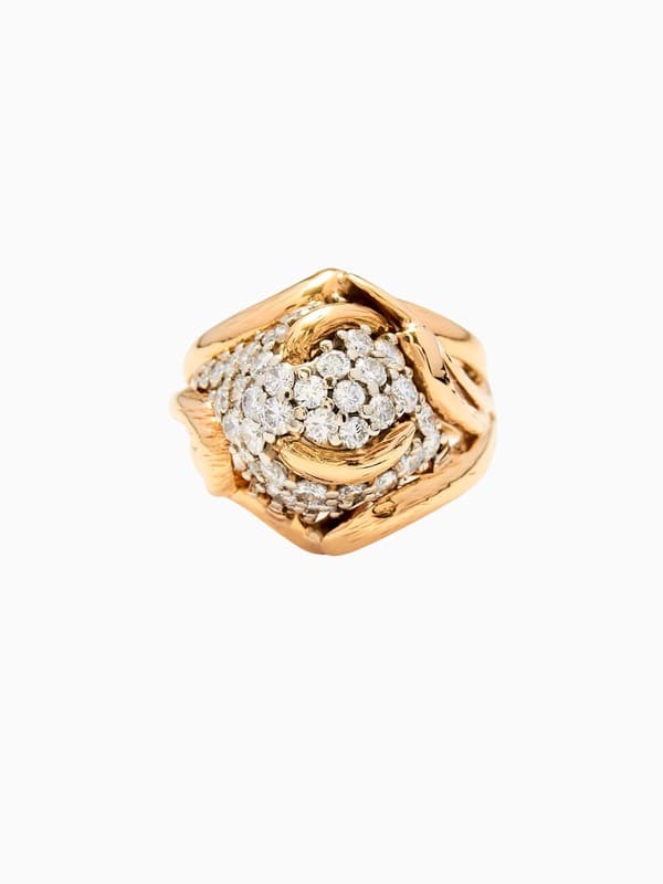 Vintage Italian 18ct Gold &amp; Diamond Cocktail Ring product image