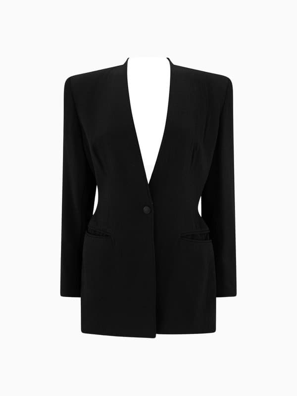 1990s Claude Montana Black Cutout Blazer Jacket product image