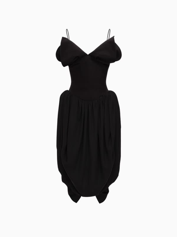 V-Neck Corset Midi Dress in Black product image