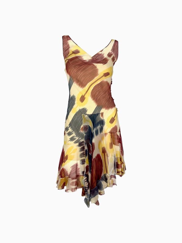 F/W 2001 Christian Dior by John Galliano Ikat Silk Dress product image