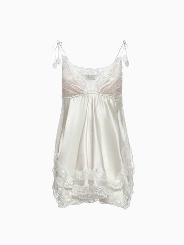 Silk Lace-Trim Camisole in Ivory product image