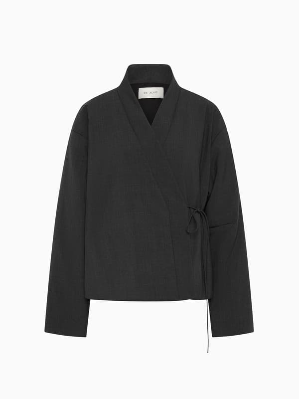 Pillow Wool Wrap Jacket in Dark Graphite product image