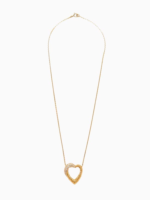 Vintage Boucheron 18ct Gold Diamond Heart Necklace product image