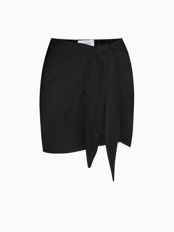 Wrap Mini Skirt Cover Up in Woven Bamboo Cotton Gauze product image