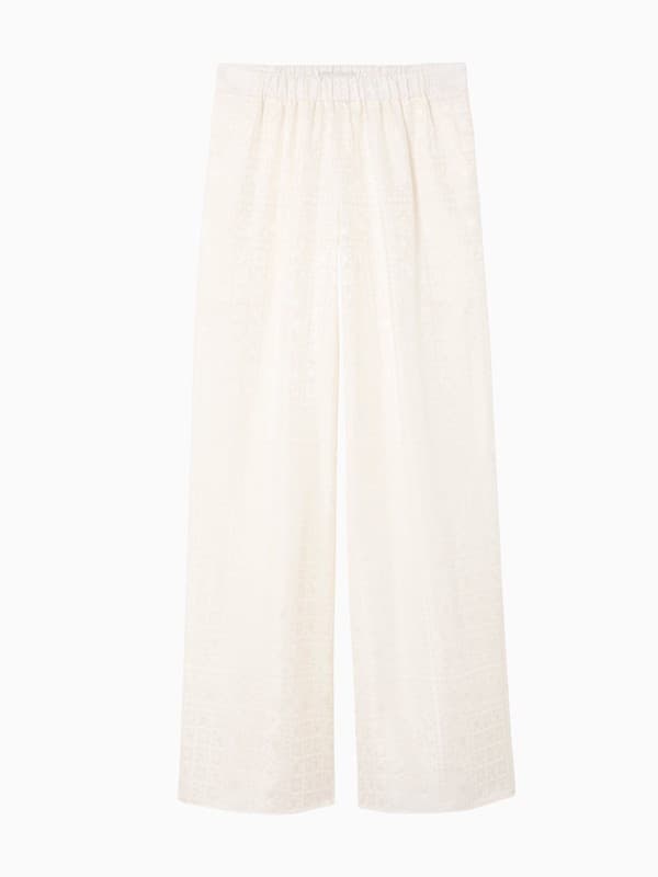Palazzo Silk Trousers in Ivory Jacquard product image