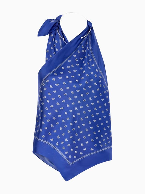 Bandana Scarf Tie Top in Indigo product image