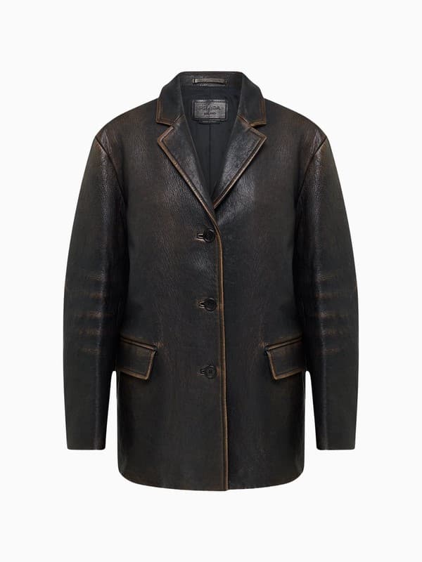 Spring 2022 Prada Runway Distressed Leather Jacket product image