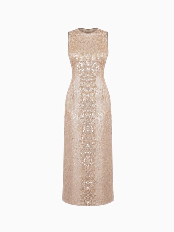 The Nori Midi Dress in Nude Sequin product image