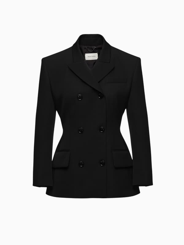 Double-Breasted Wool Tailored Blazer in Black product image