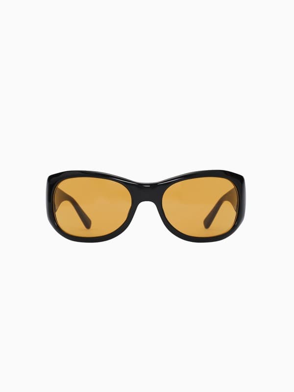 Round Sunglasses in Black With Yellow Lenses product image