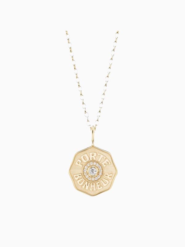 Porte Bonheur Raised Gold Mini Diamond Halo Charm Necklace product image