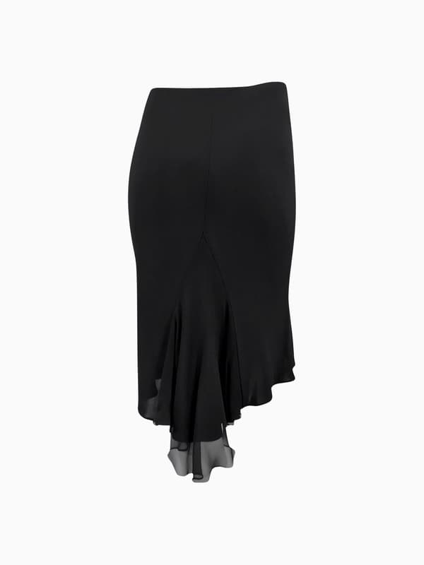 Early 2000s Yigal Azrouël Chiffon Panel Midi Skirt product image