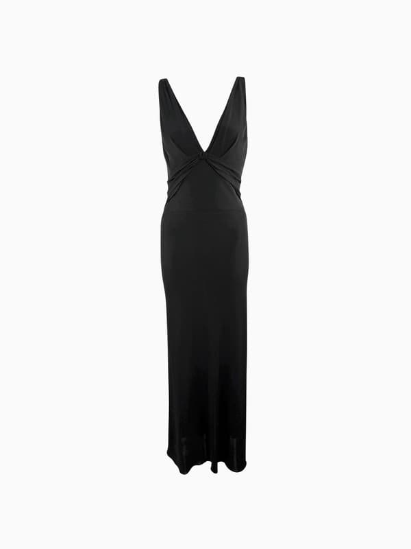 2000s Yigal Azrouël Chiffon Trim Plunging Gown product image