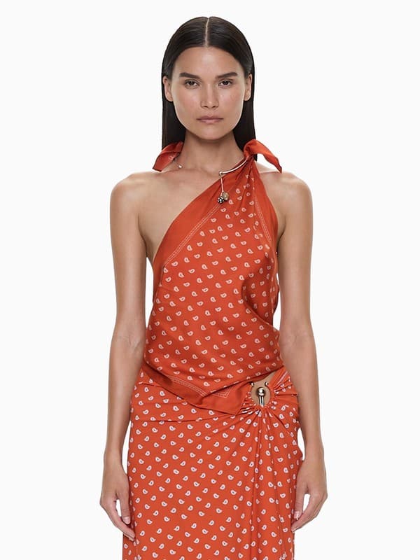 Bandana Scarf Tie Top in Orange product image