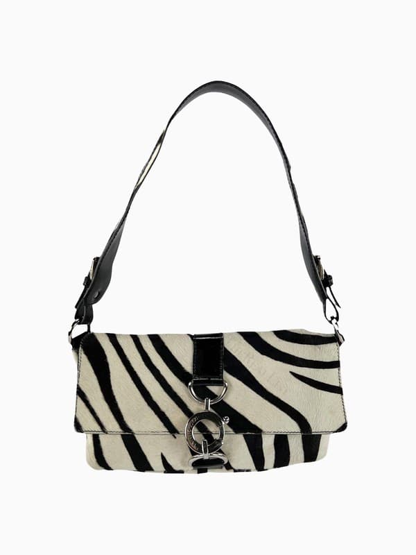 2000s Dolce &amp; Gabbana Zebra Pony Hair Shoulder Bag product image