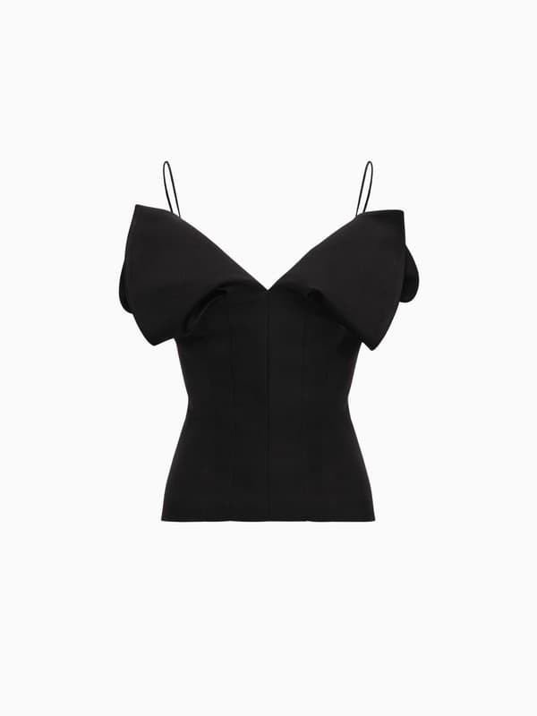 V-Neck Corset Top in Black product image