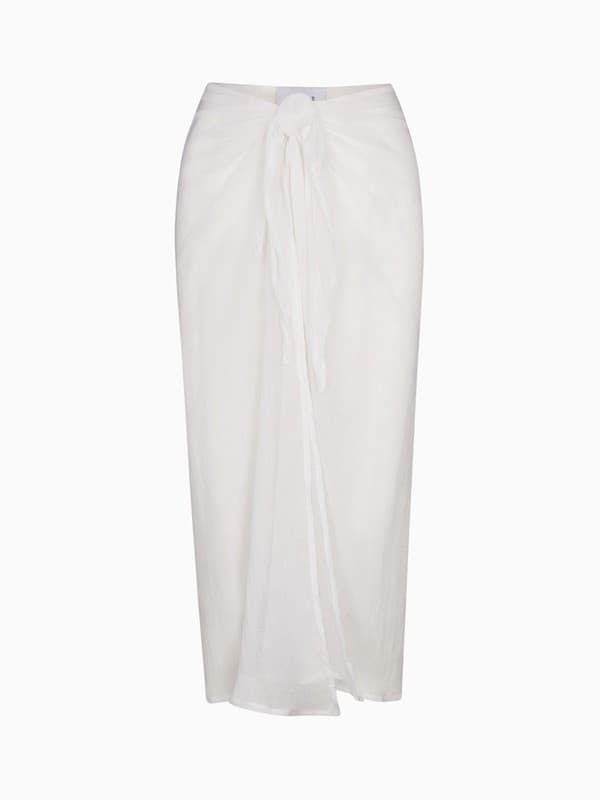 Wrap Midi Bamboo Gauze Skirt Cover Up in White product image